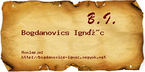 Bogdanovics Ignác névjegykártya